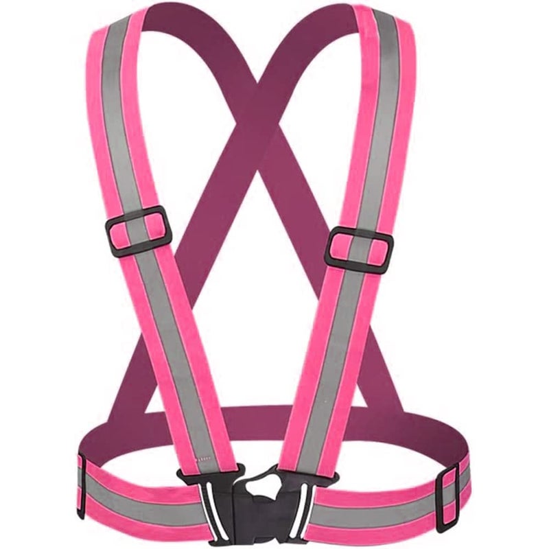 Comidox Reflective Vest with Hi Vis Bands, Fully Adjustable & Multi-Purpose: Running, Cycling, Motorcycle Safety, Dog Walking - High Visibility Pink 1PCS - Image 1